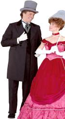 Abe Lincoln, Riverboat Gambler, Victorian Costume Prince Albert Style Double Breasted Suit Costume