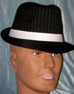Black Fedora Hat w/White Pinstripe