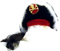 Fancy Pirate Hat with Black Wig and White Boa Trim