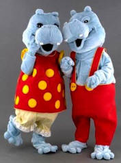 Mrs.& Mr. Happy Hippo Mascot Costume